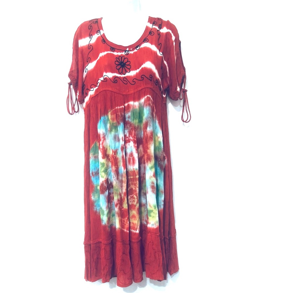 SACRED THREADS RAYON TIE DYE DRESS.ONE SIZE